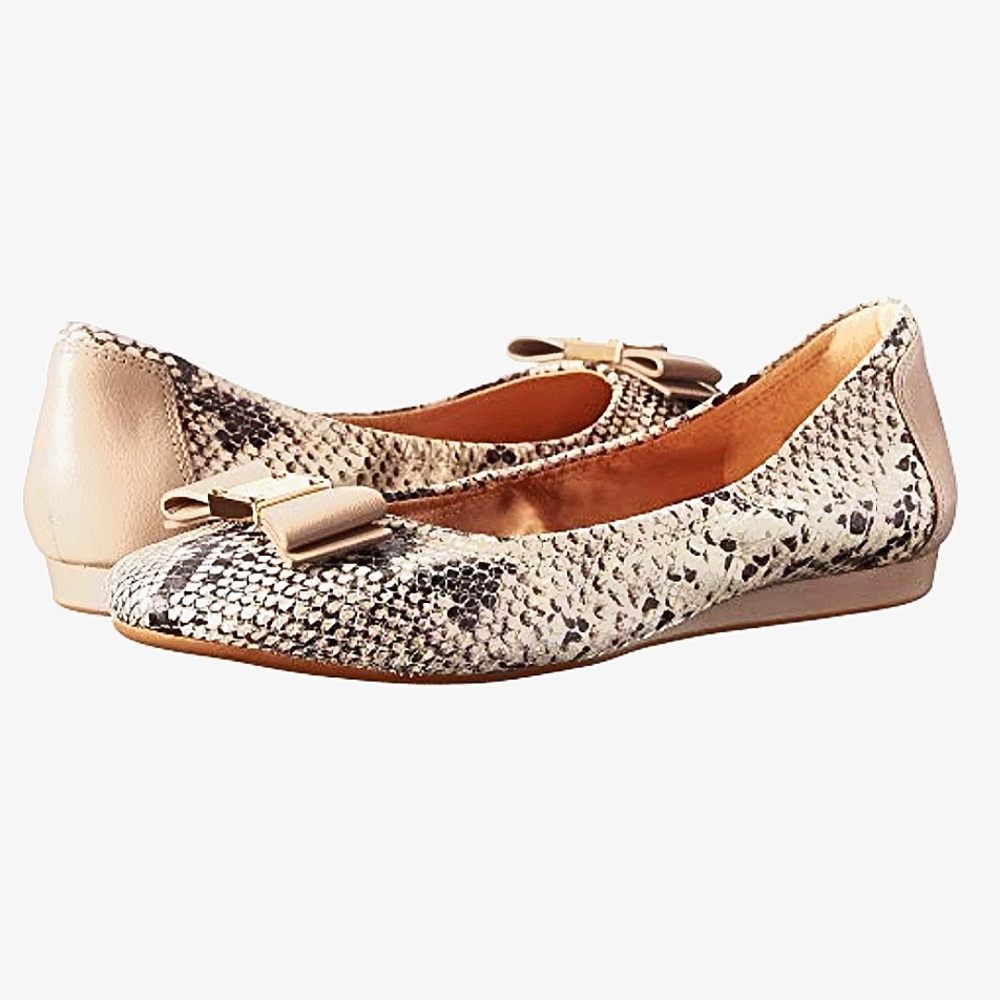 🖤 COLE HAAN TALI BOW BALLET FLAT ● SNAKE-EMBOSSED PRINT LEATHER ● SIZE 9